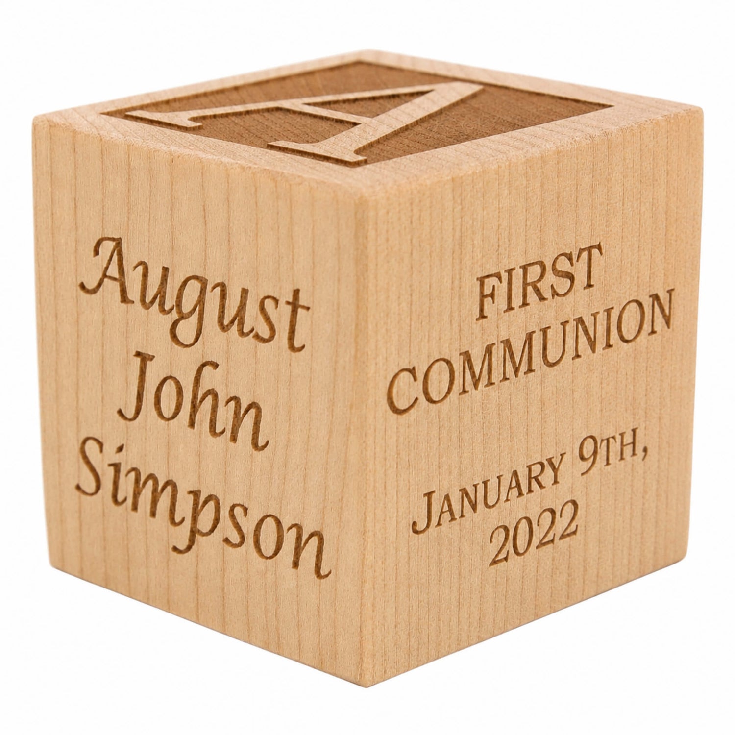 personalized first communion wood block
