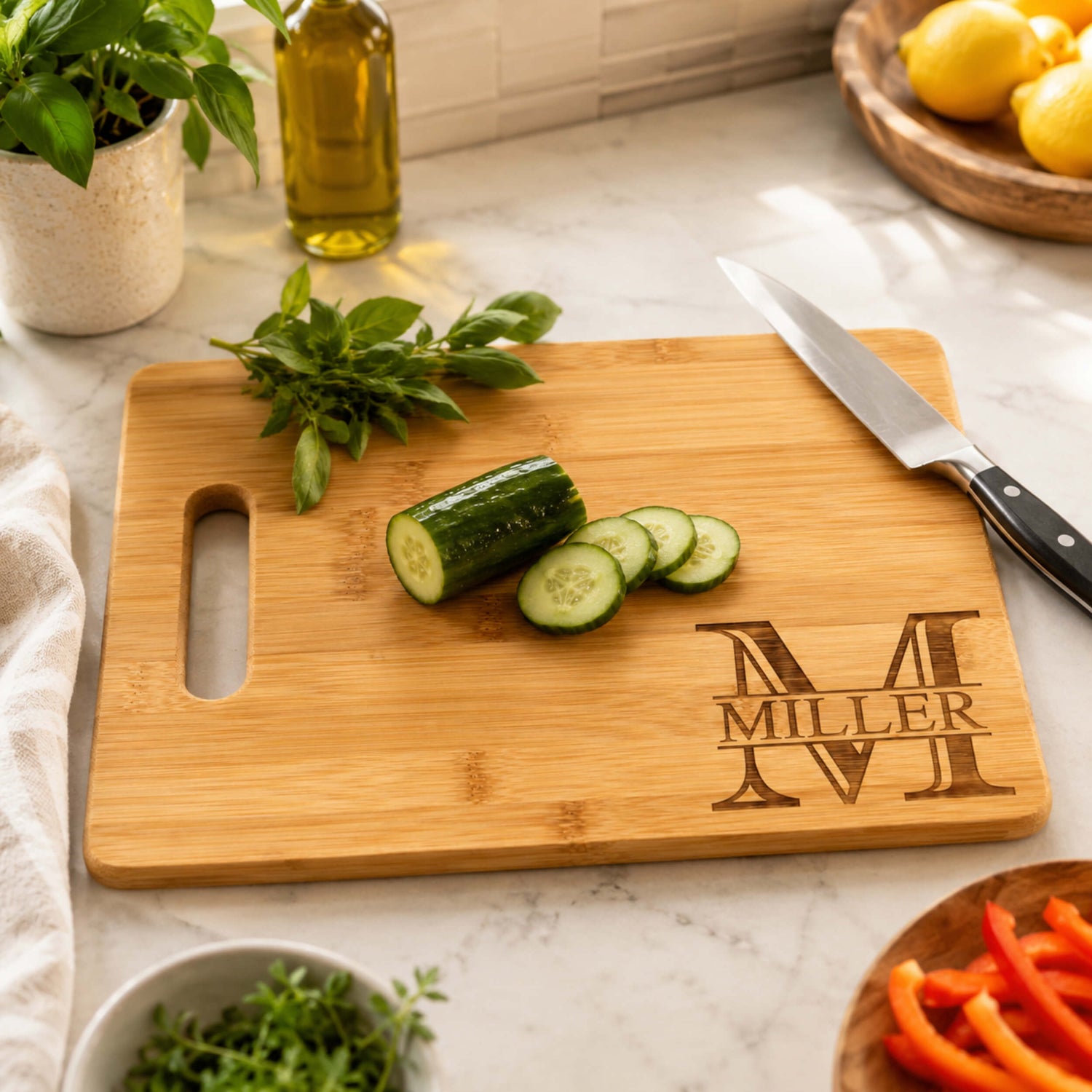 Small, Design 1, Design 2, Design 3, Design 4, Personalized engraved bamboo cutting board
