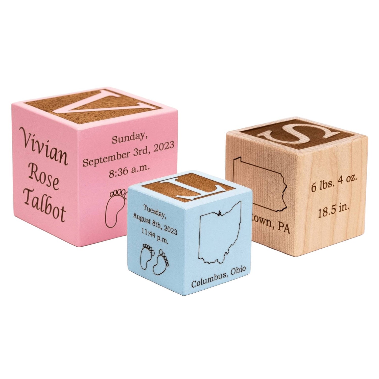 baby blocks in blue, pink, plain