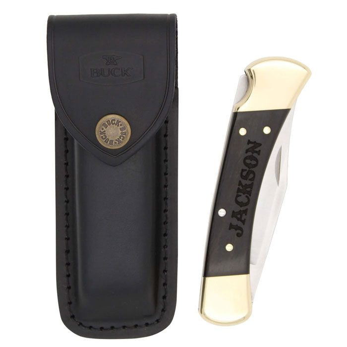 black and gold buck pocket knives with sheath