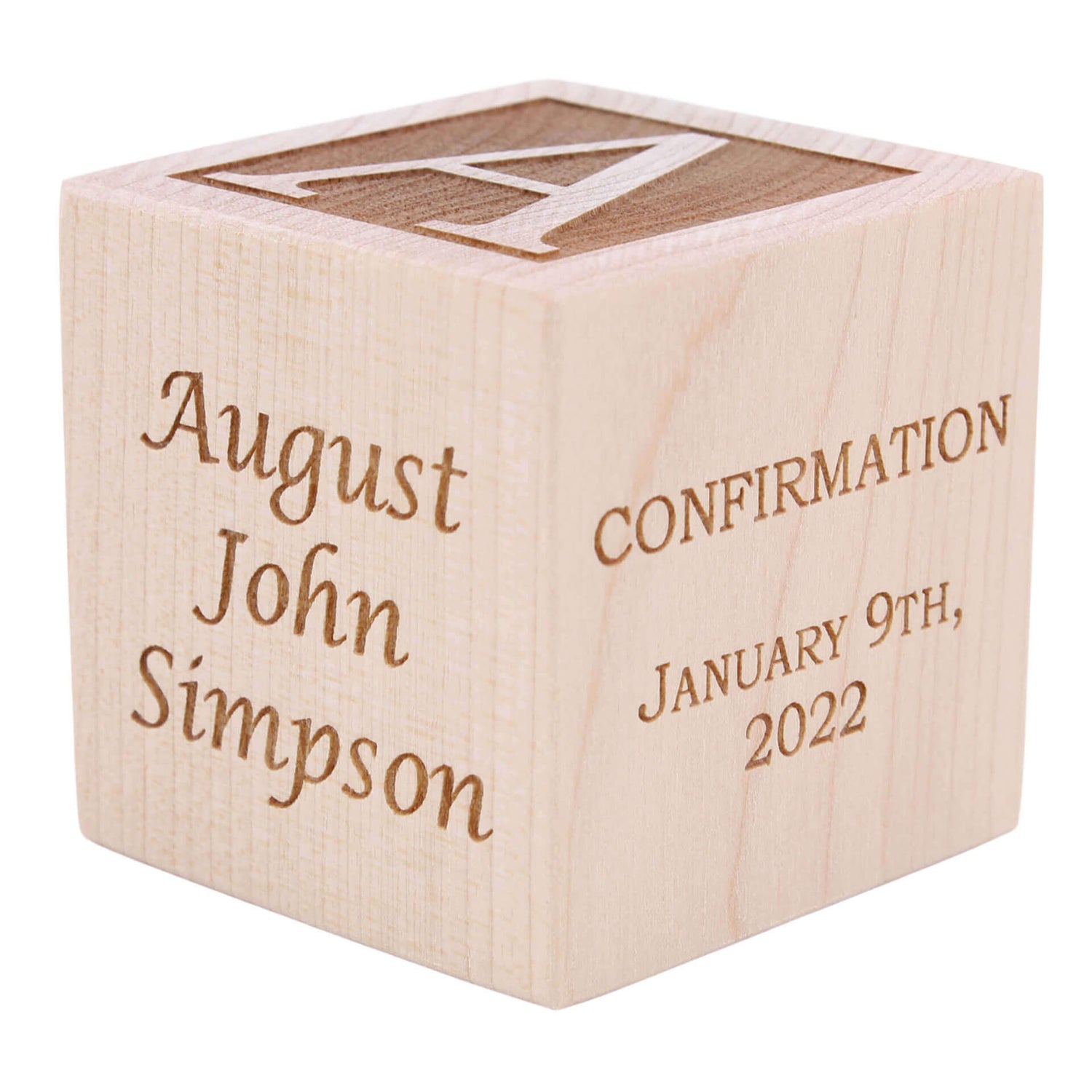 personalized confirmation wood block