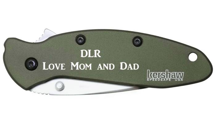 engraved kershaw pocket knife