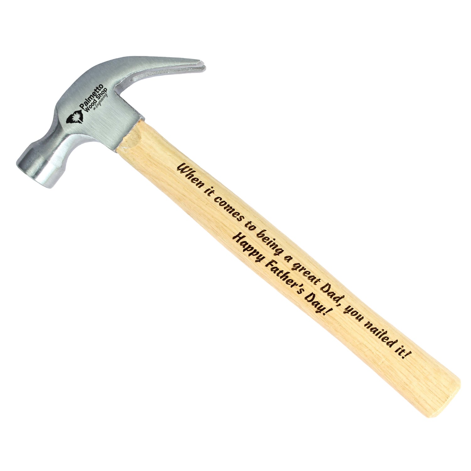 Personalized laser engraved wood handled 16 oz hammer Palmetto Wood Shop