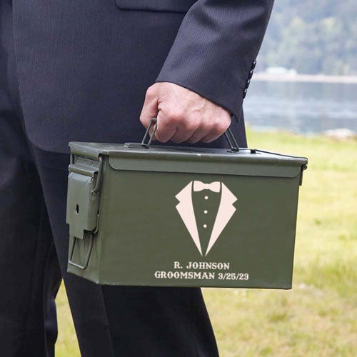 Groomsman Tux Engraved Ammo Can