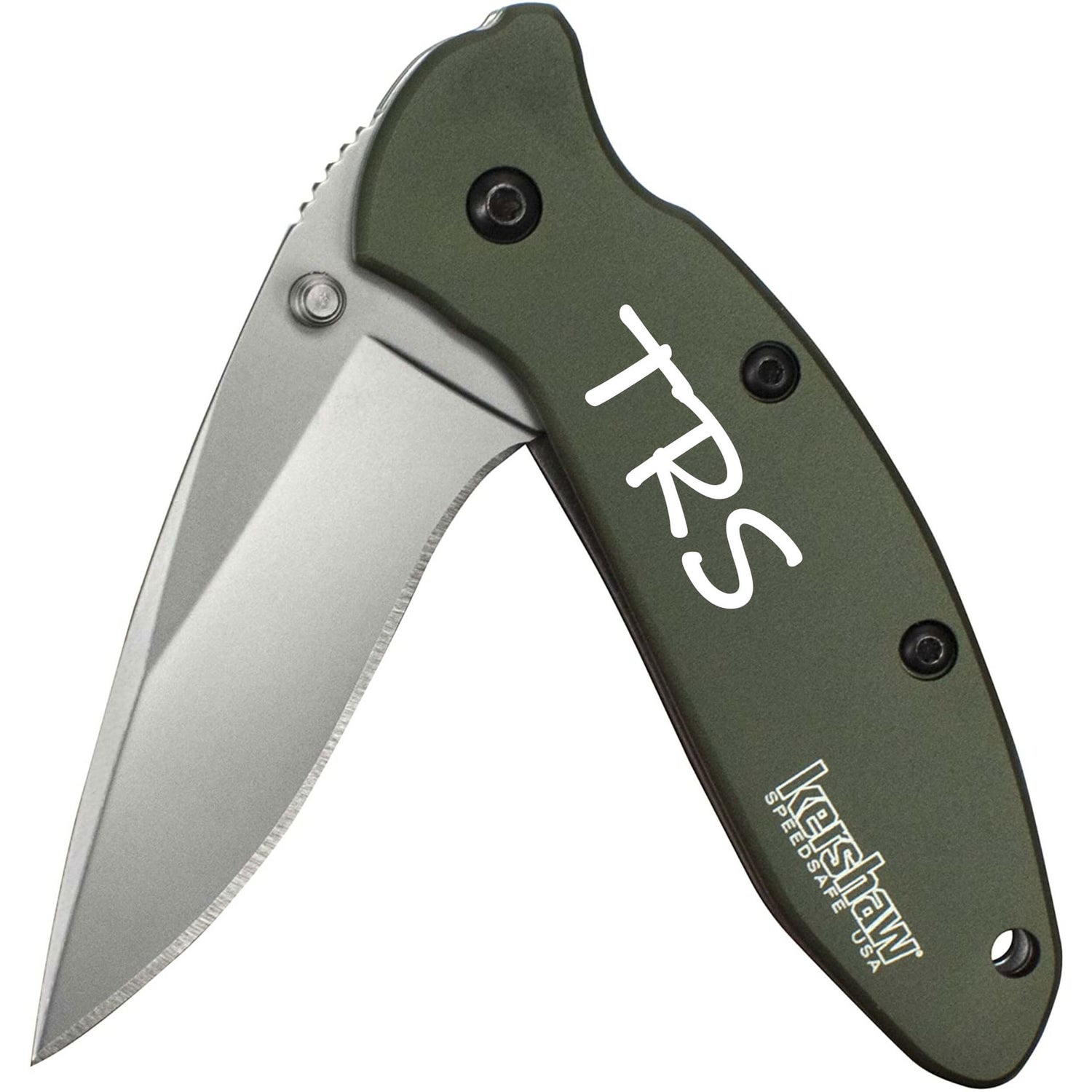 kershaw scallion pocket knife partially opened