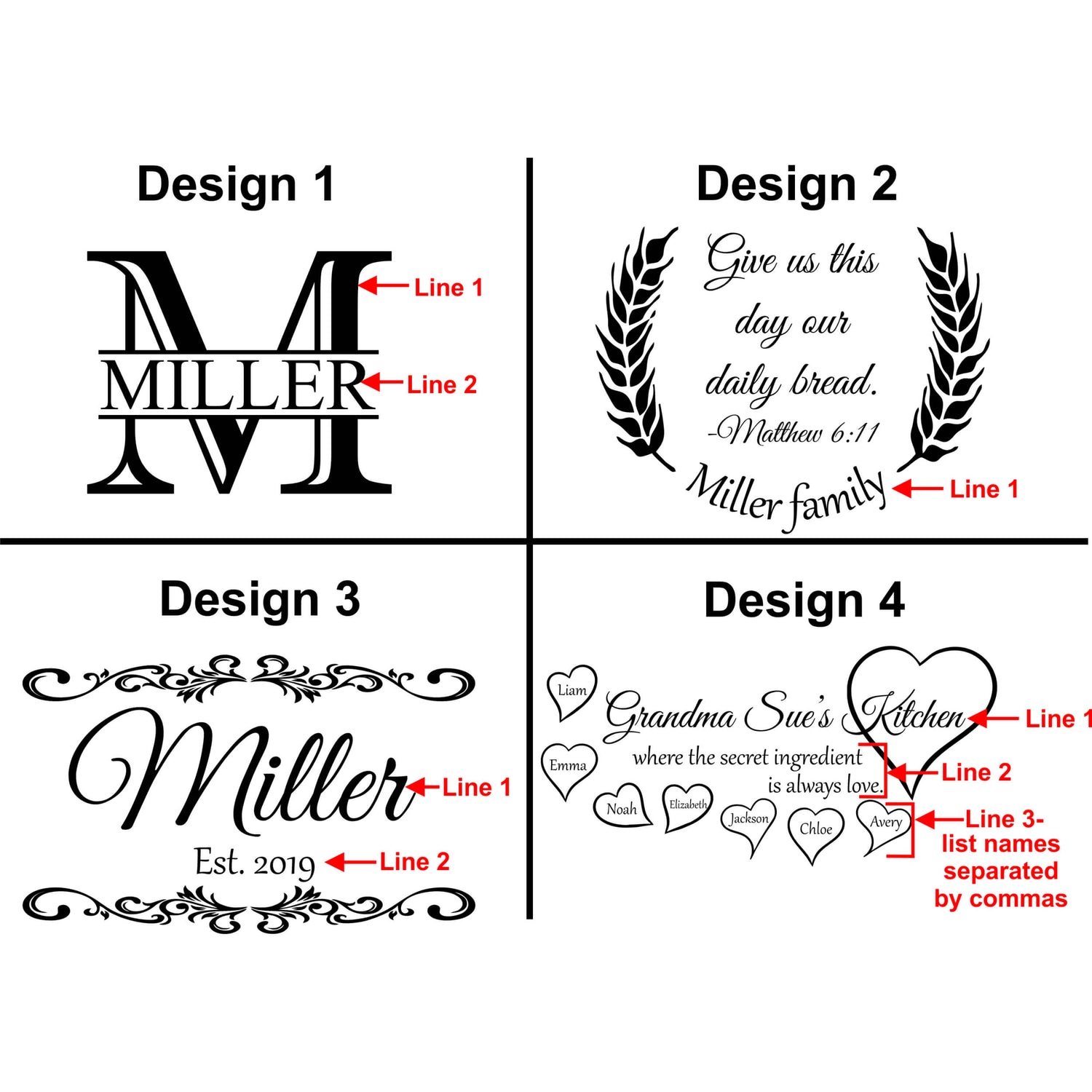 Large, Design 1, Design 2, Design 3, Design 4, Personalized engraved bamboo cutting board