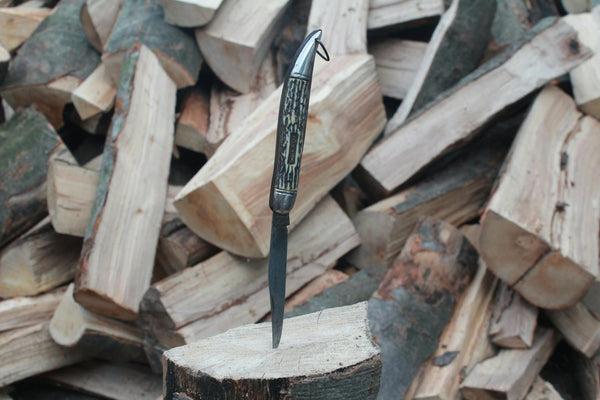 Knife stuck in tree stump