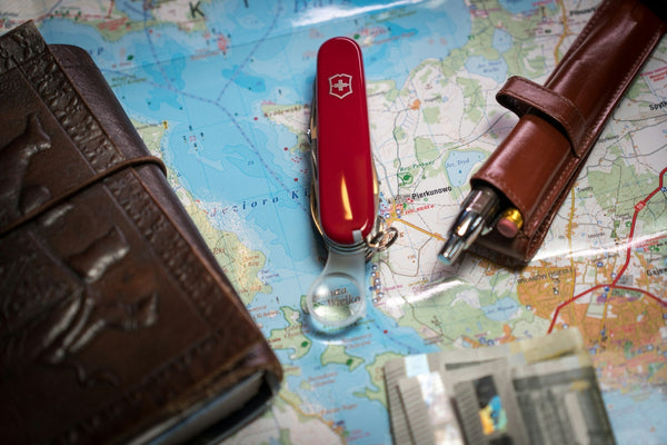 Swiss Army knife on a map