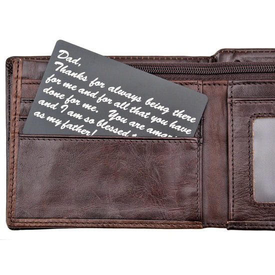 Engraved wallet and wallet card