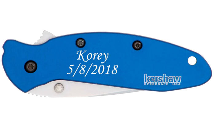 kershaw scallion blue engraved pocket knife