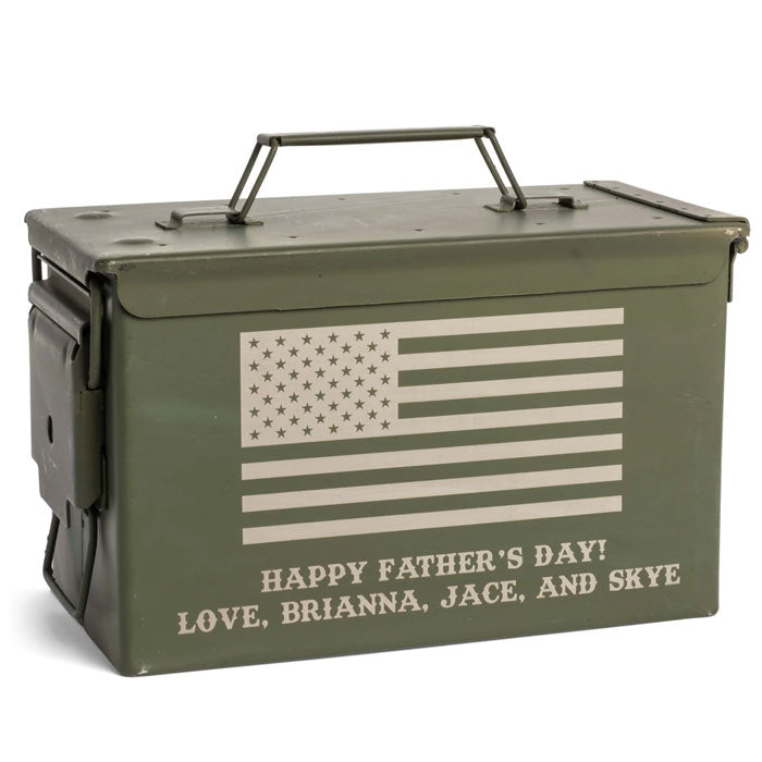 personalized ammo can with american flag