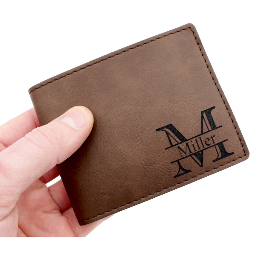 personalized leatherette bifold men’s wallet